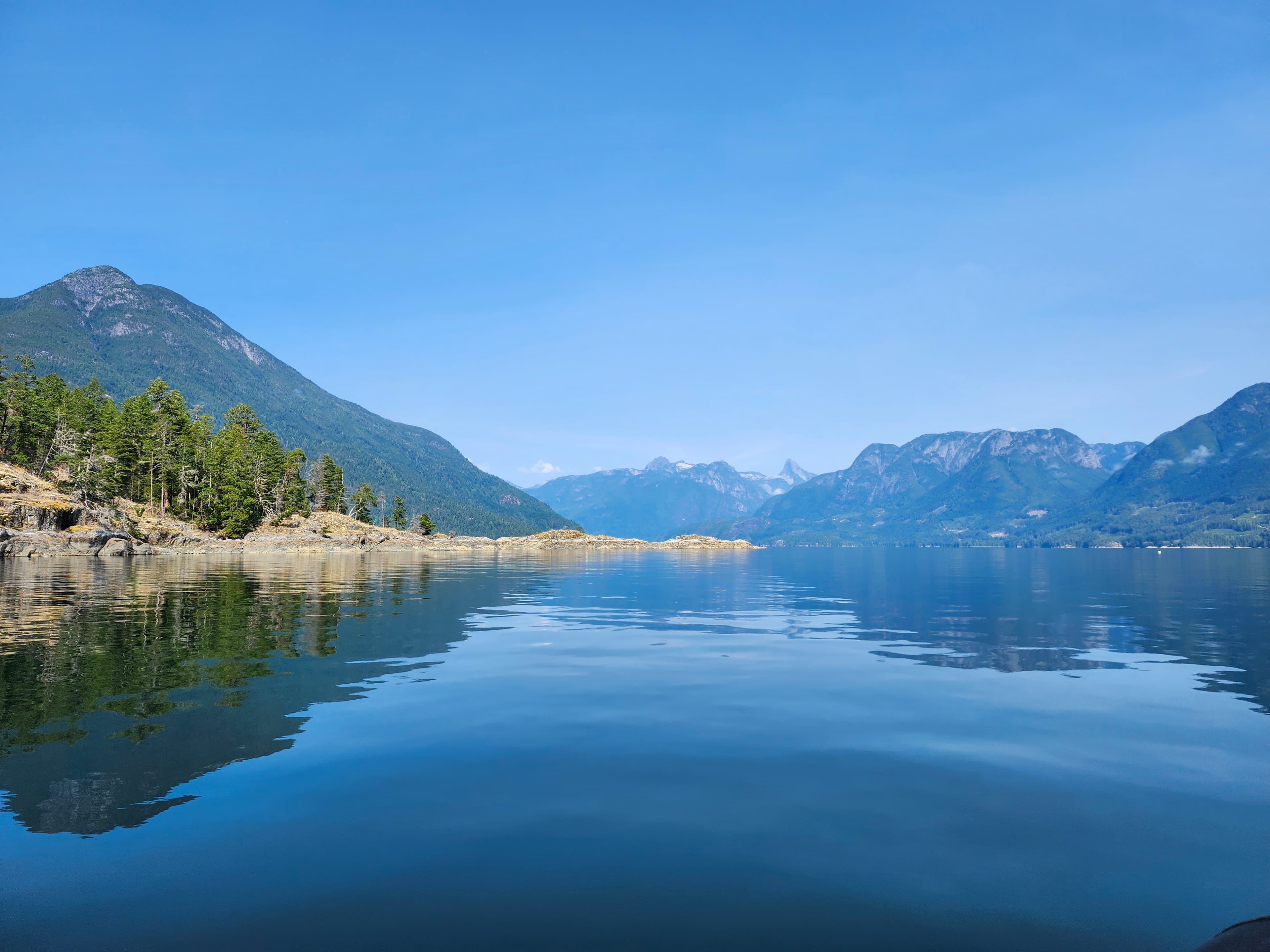 Calm mountain lake landscape on Vancouver Island